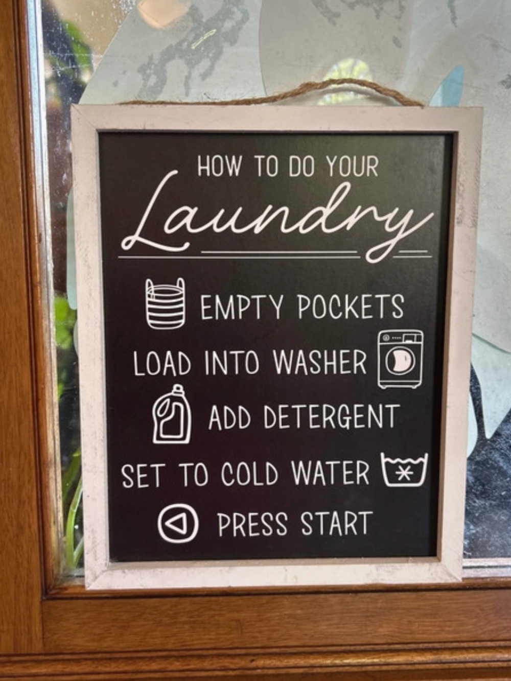 Laundry Wall Sign - Black & White Rustic Frame